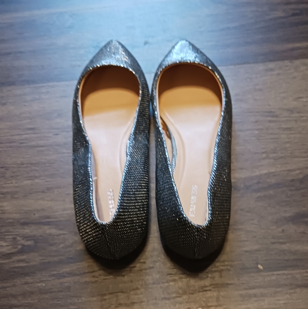 Express Shiney Graphite Pointy Flats